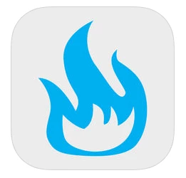 Logotype för appen Brandrisk ute, en blå eldsflamma.