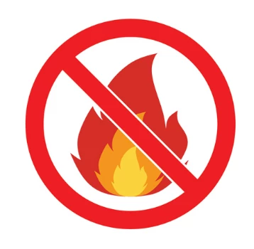 Överstruken flamma - eldningsförbud.