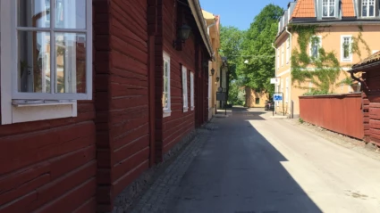 Röda trähus.