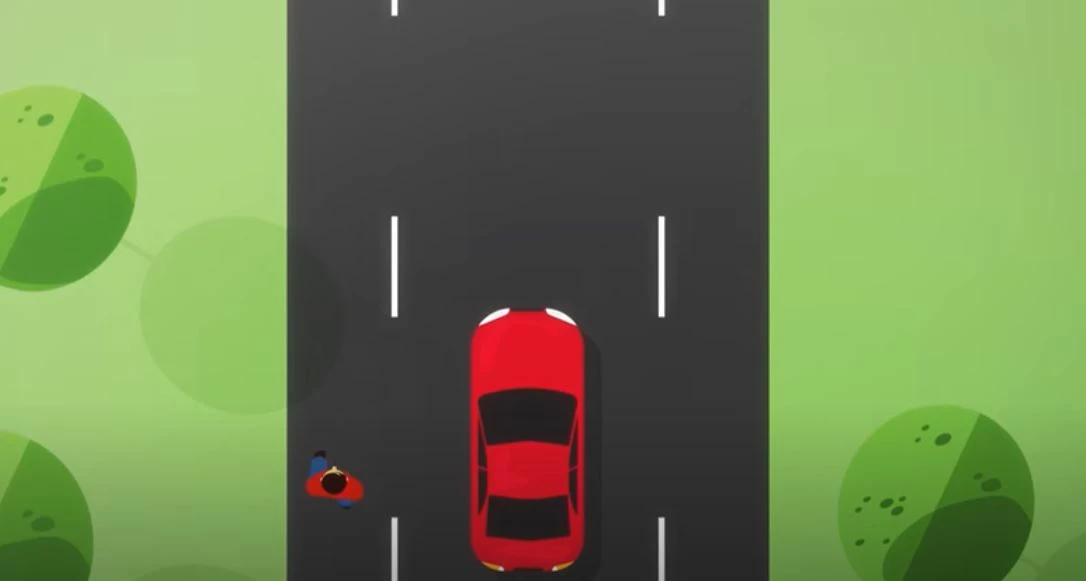 Illustration över Bygdeväg med bilist och cyklist.