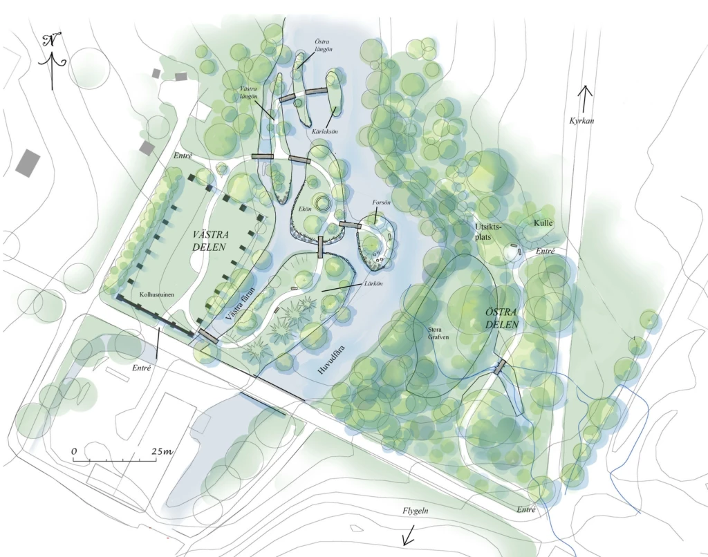 Karta över Grängshammars engelska park
