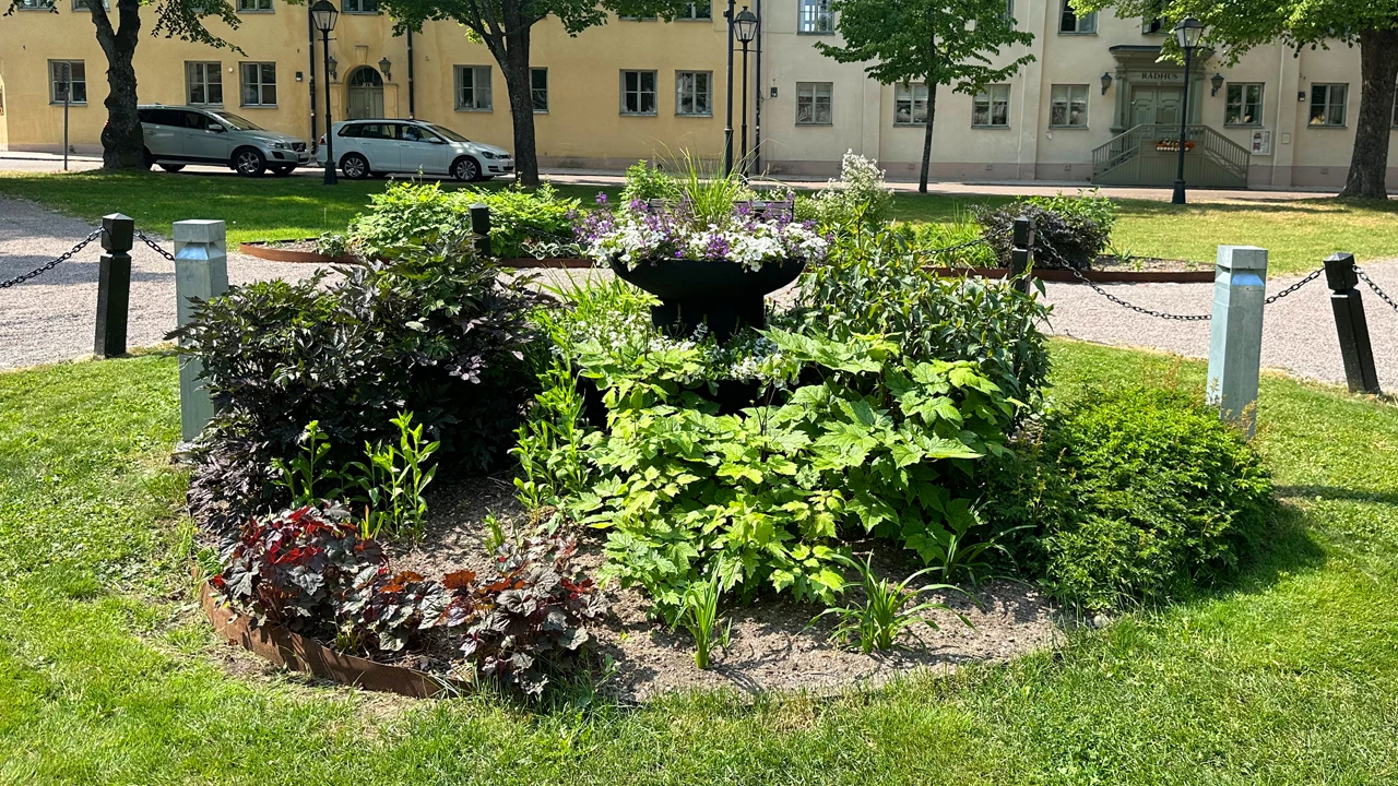 En rabatt i en park