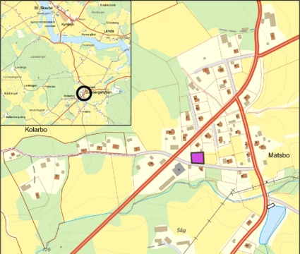 Karta över ledig tomt i Stora Skedvi.