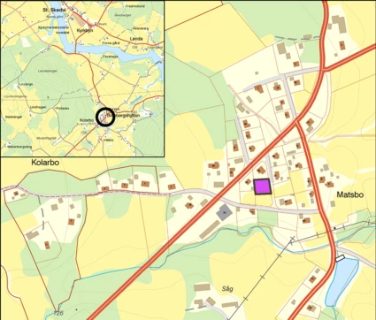 Karta över ledig tomt i Stora Skedvi.