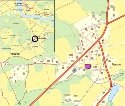 Karta över ledig tomt i Stora Skedvi.