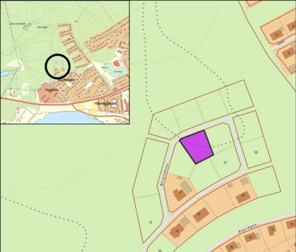 Karta över ledig tomt i kvarteret Oxen Säter.