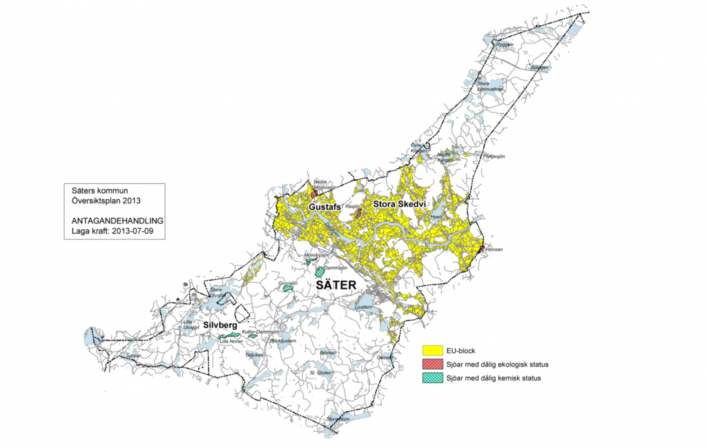Karta över jordbruksområden i Säters kommun