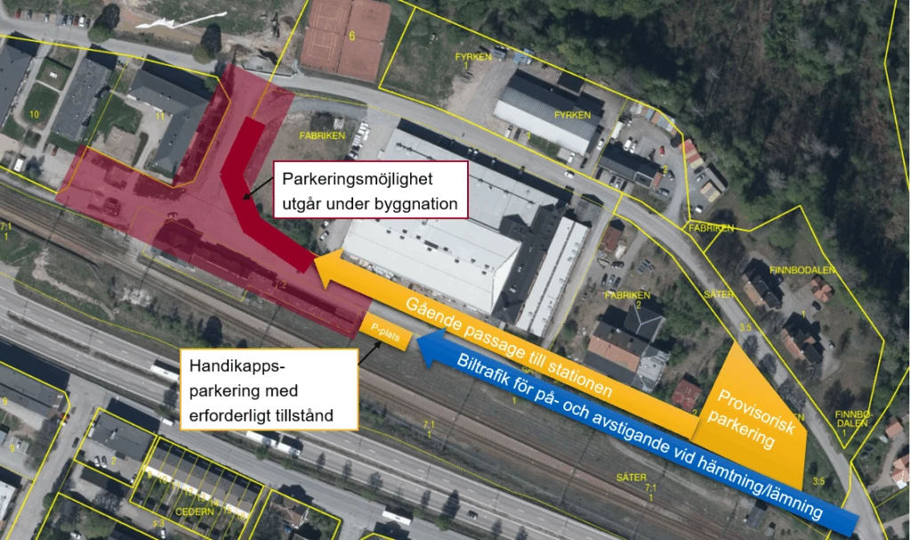 Kartbild över parkering stationsområdet
