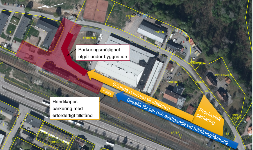 Kartbild över parkering stationsområdet