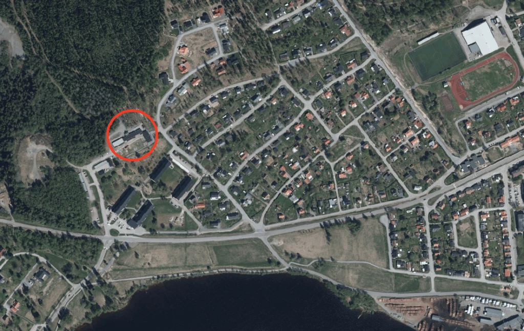 Kartbild över Säter där plan-området är inringat.