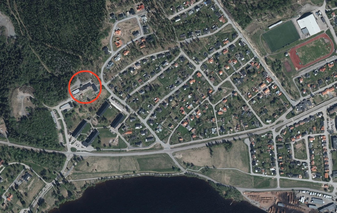 Kartbild över Säter där plan-området är inringat.