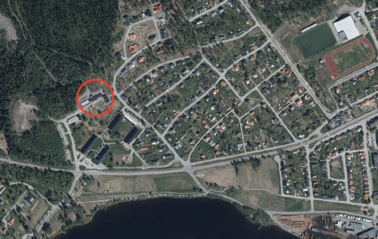 Kartbild över Säter där plan-området är inringat.
