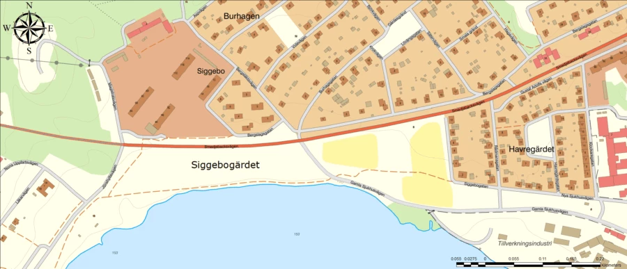 Karta över Säter med Siggebogärdet markerat.