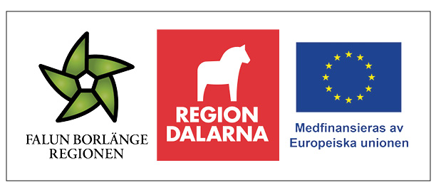logotyper; Falun borlänge-regionen, region dalarna och EU.
