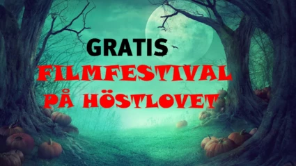 Bilden föreställer en tecknad spöklik skogsgänta. över bilden står det: Gratis filmfestival på höstlovet
