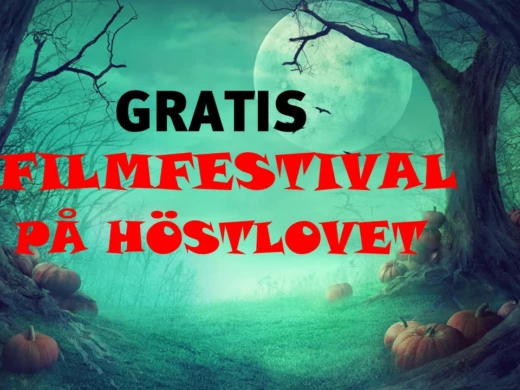 Bilden föreställer en tecknad spöklik skogsgänta. över bilden står det: Gratis filmfestival på höstlovet
