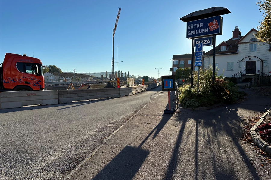 Del av Järnvägsgatan som kommer att bli avstängd vecka 41–45
