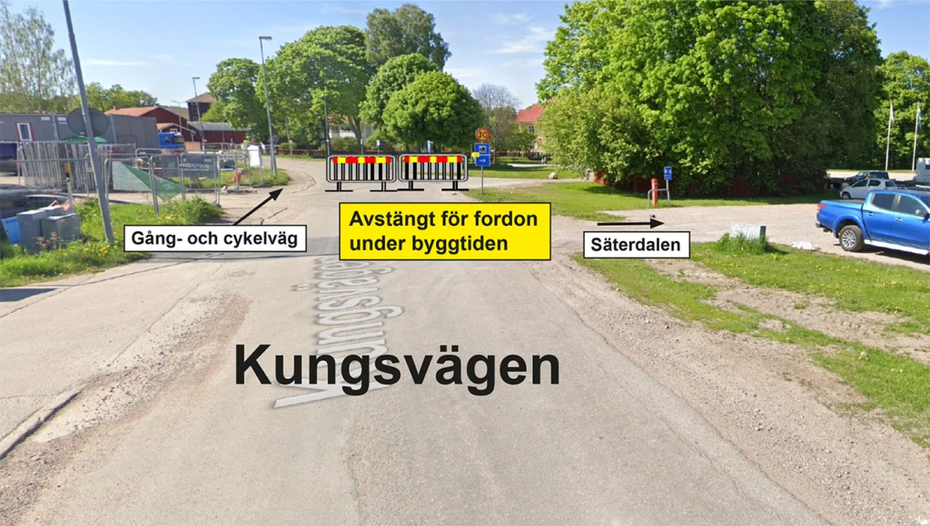 Del av Kungsvägen stängs av.