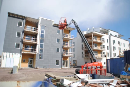 Bygga hus med byggkran