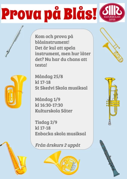 Testa på blåsmusik affisch