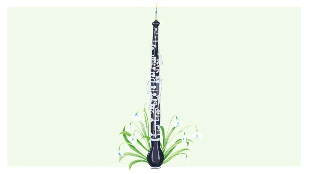 Målad oboe med blommor nertill