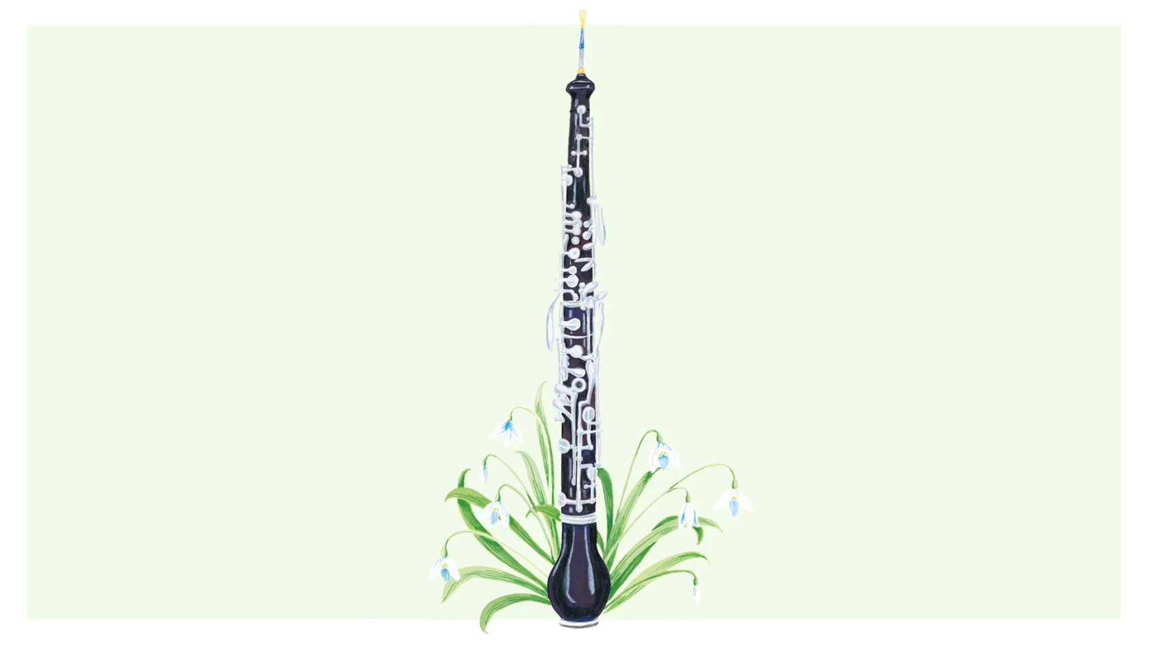 Målad oboe med blommor nertill