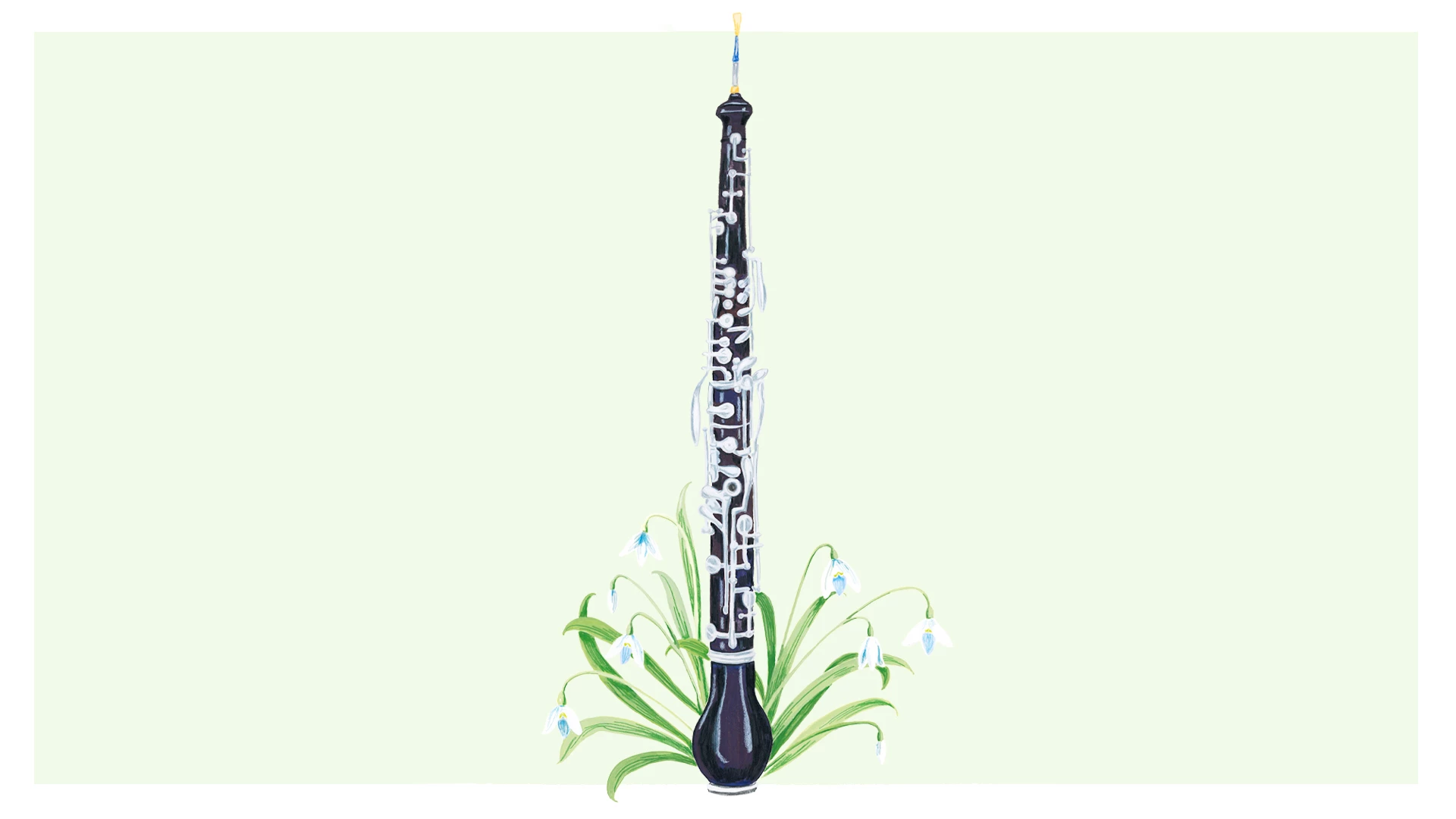 Målad oboe med blommor nertill