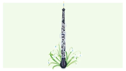 Målad oboe med blommor nertill