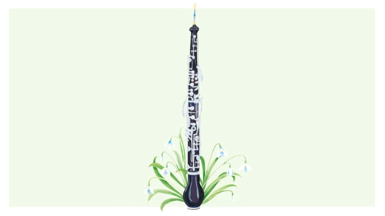 Målad oboe med blommor nertill