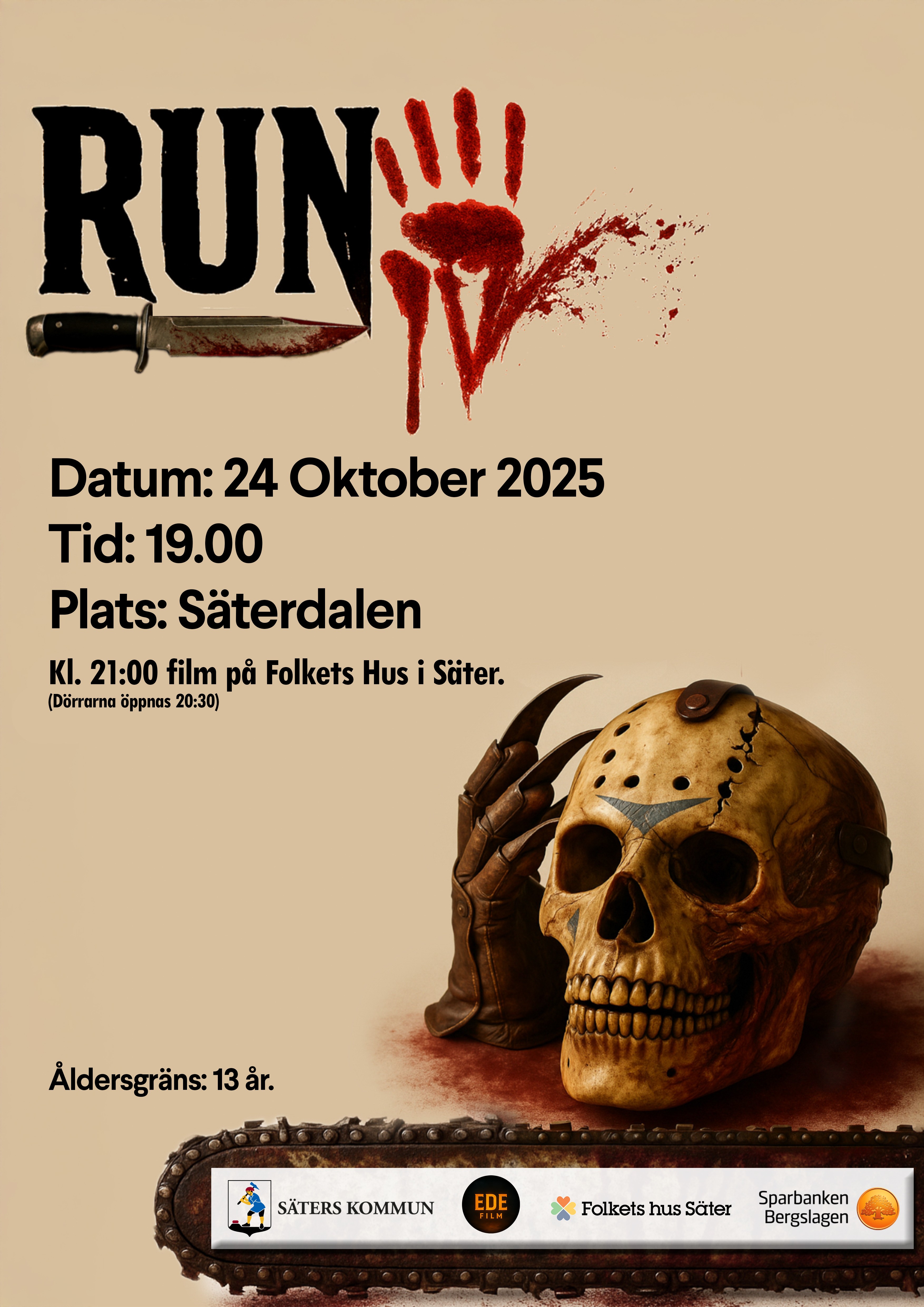 Affisch för RUN med döskalle