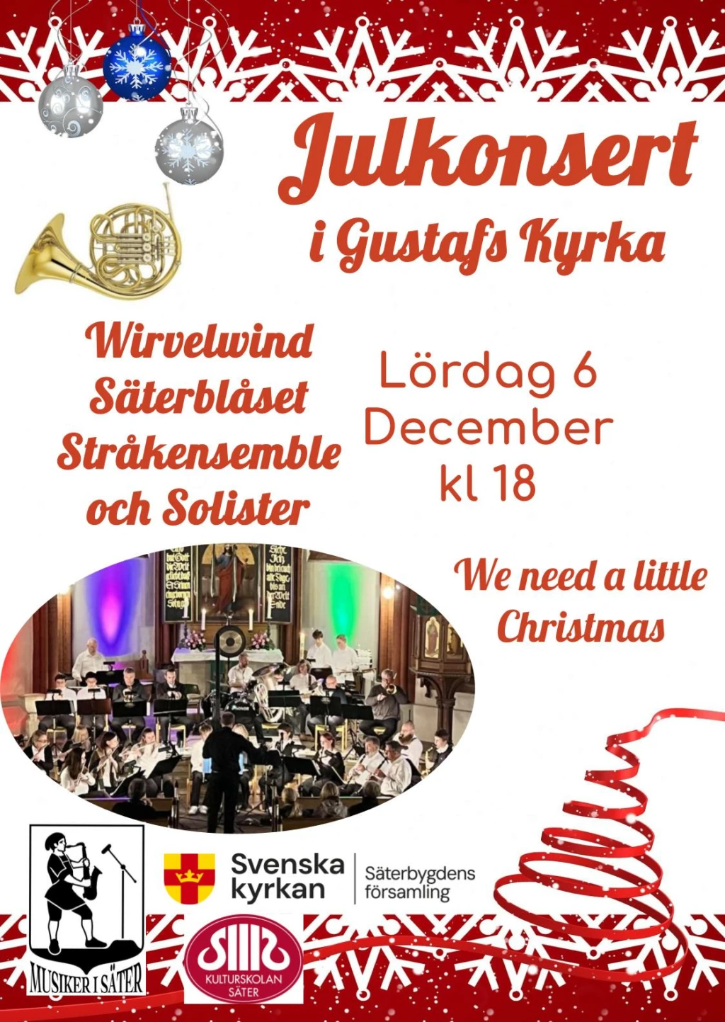 Affisch för julkonsert 6/12 i Säters kyrka