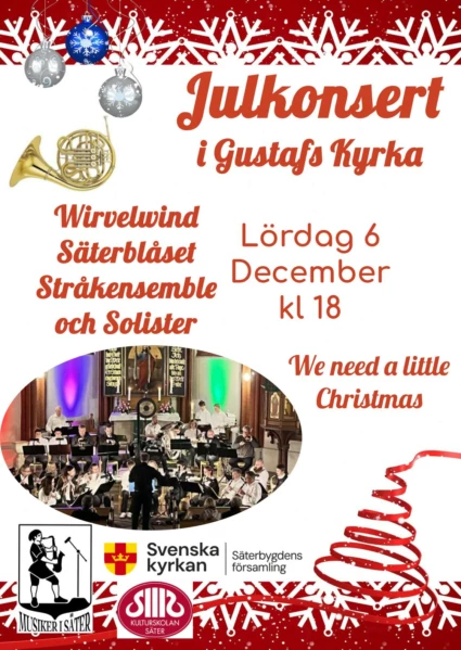 Affisch för julkonsert 6/12 i Säters kyrka