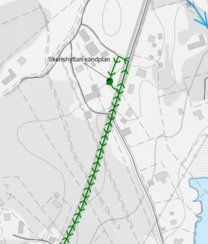 karta över ny vändplats i Skenshyttan