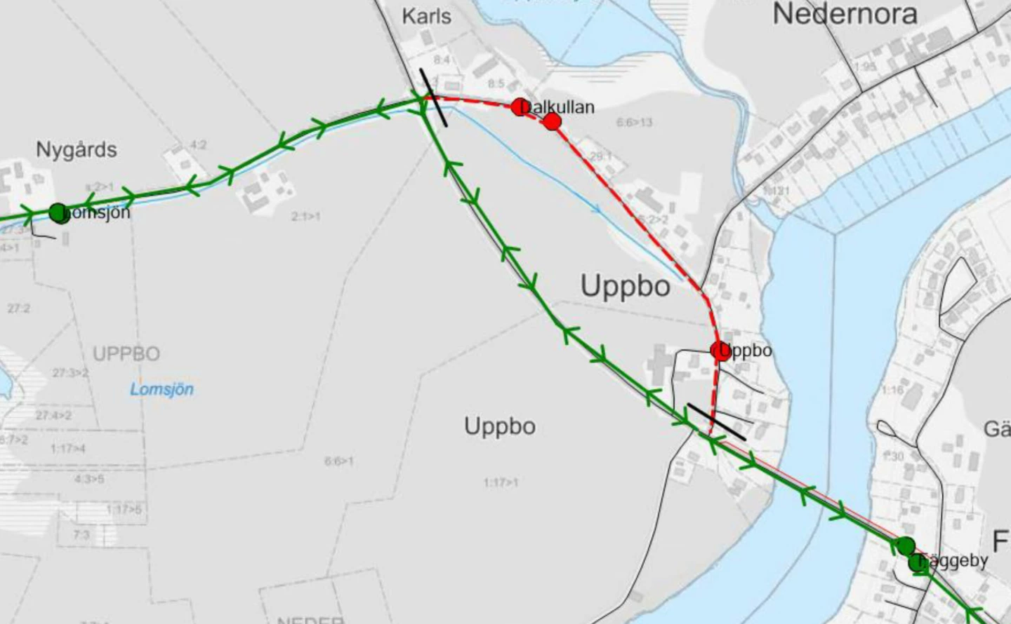 Karta över trafikomledning via rv 69