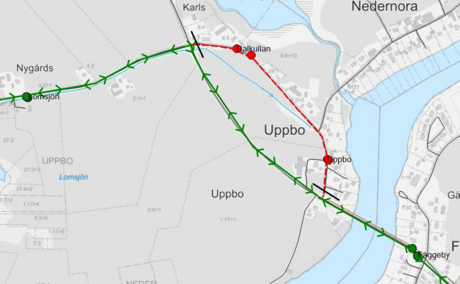 Karta över trafikomledning via rv 69