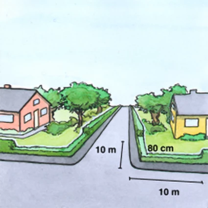 Illustration som visar att det ska vara minst 10 meter sikt från en korsning