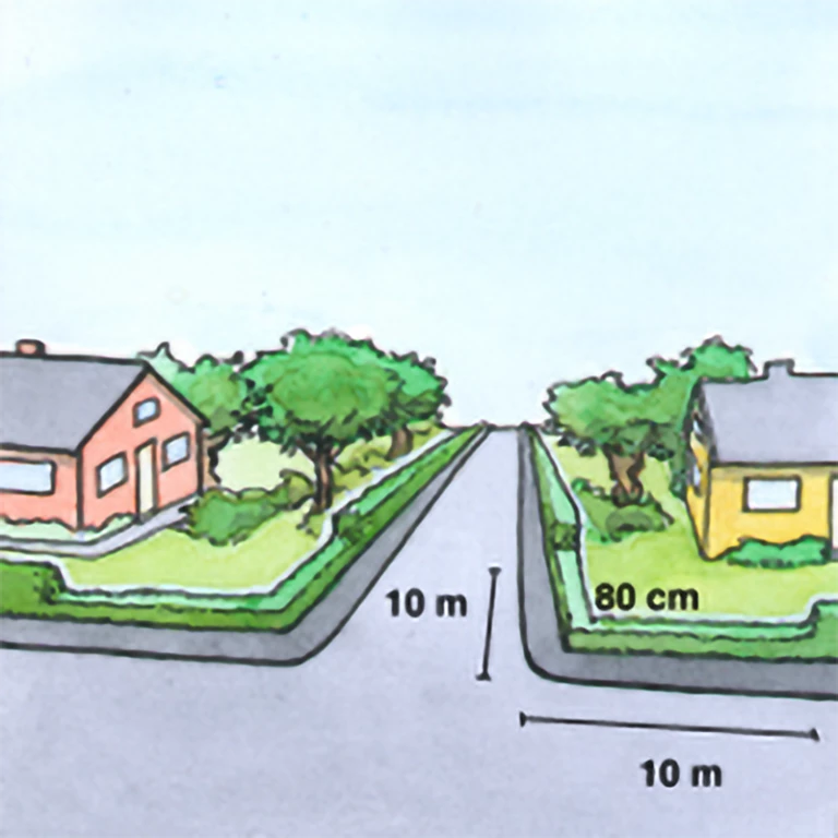 Illustration som visar att det ska vara minst 10 meter sikt från en korsning