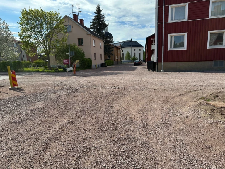 Korsningen vid Murraygatan där arbete pågår med ombyggnation av gatan.