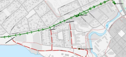 Karta över busslinje 371
