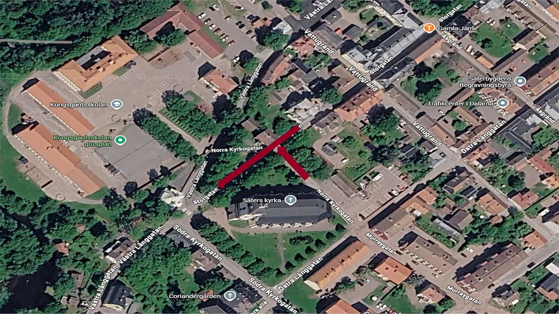 Karta över området där det råder ombyggnation
