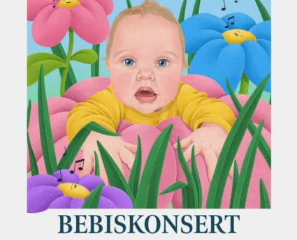 En bild föreställande en ritad bebis. En text där det står Bebiskonsert