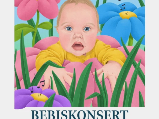 En bild föreställande en ritad bebis. En text där det står Bebiskonsert