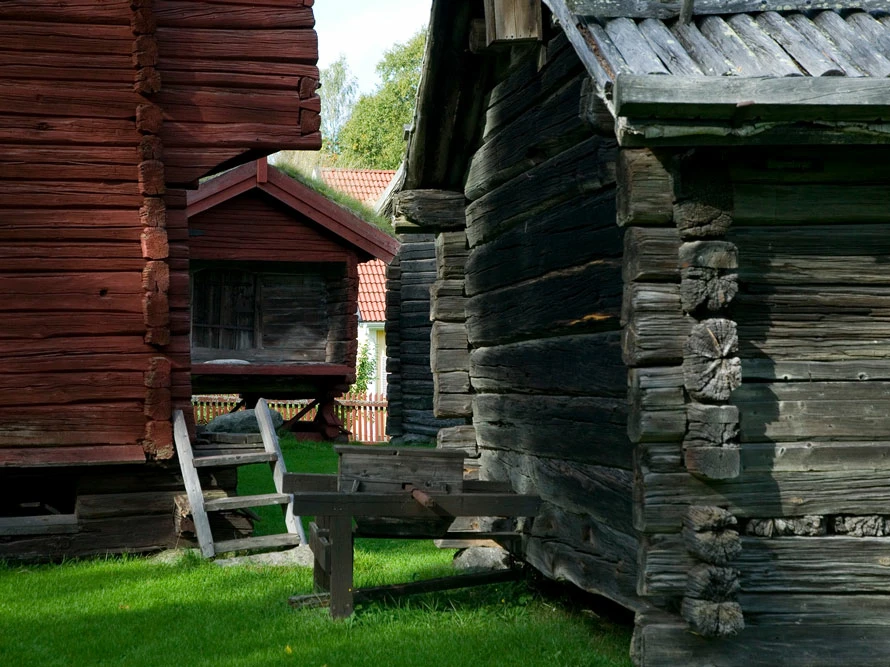 Fäbod härbren närbild, åsgårdarna säter